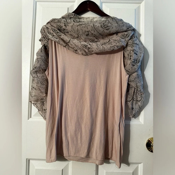 PIAZZA ROMA Italian 🇮🇹 100% Silk Blouse Capelet Ivory Blush Floral M 2 in 1 - Picture 8 of 14
